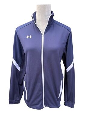 Under Armour Track Jacket Full Zip Navy Blue Tracksuit Sporty Athletic Sz Small